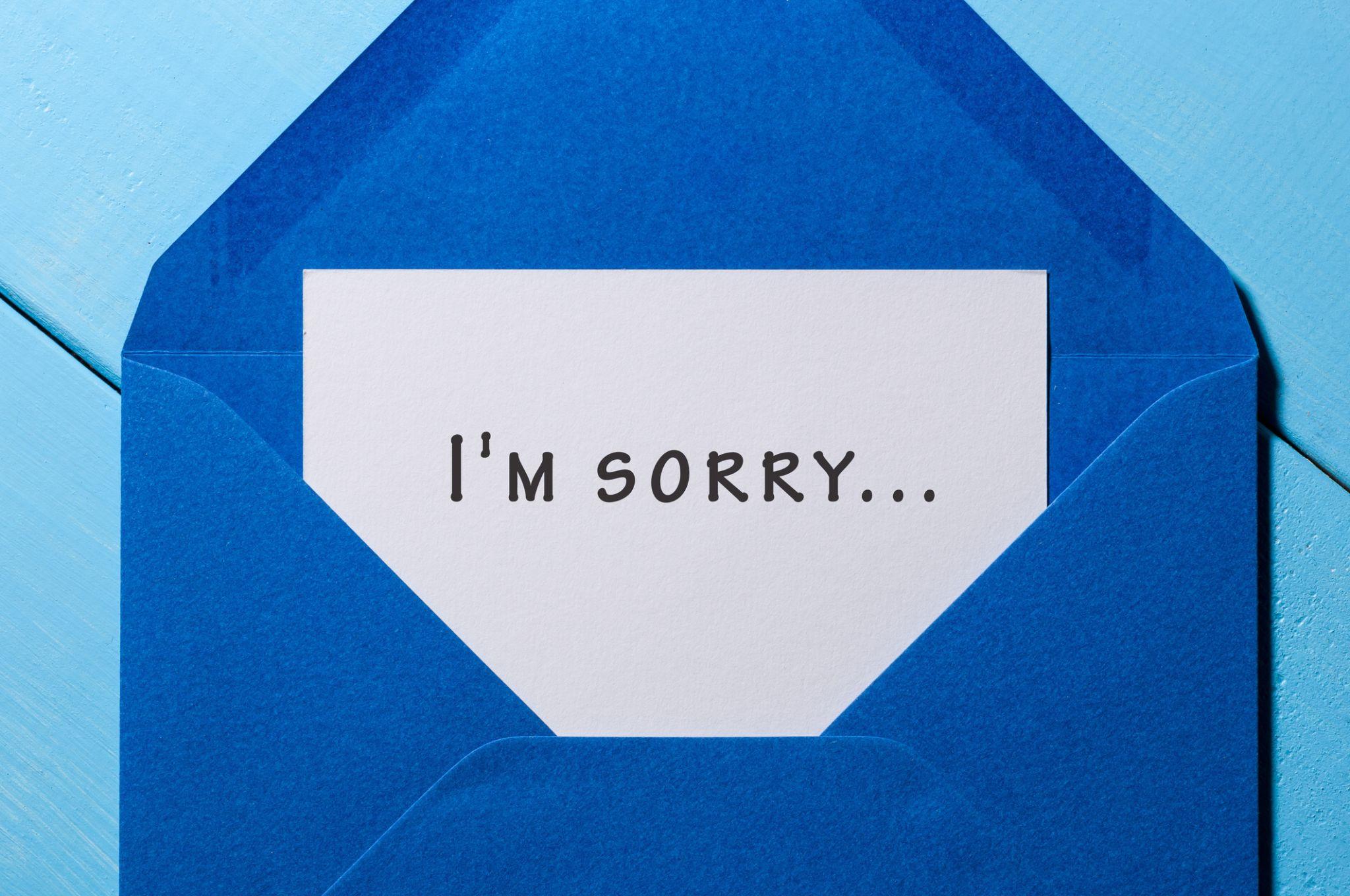 A icon of a blue envelope with 'I'm Sorry' written on it.